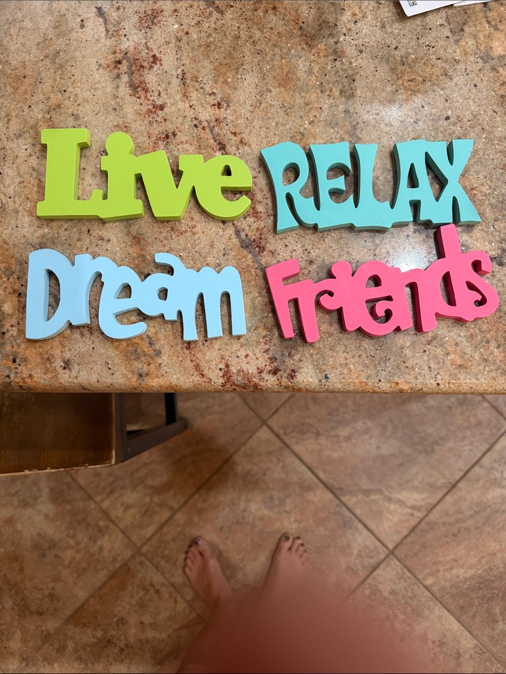Set of 4 Colorful Wooden Wall Decor Signs Live Laugh Dream Relax